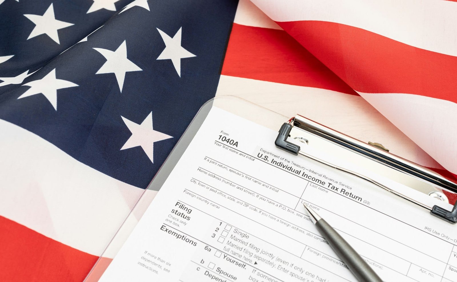 Tax form on clipboard